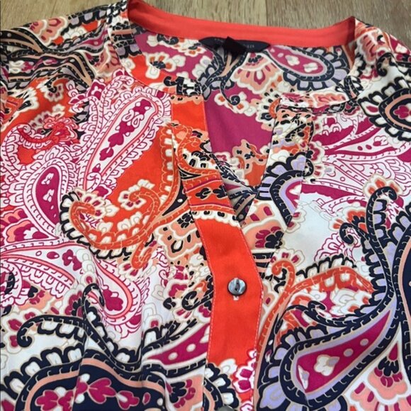 Tommy Hilfiger Red and Pink Paisley Midi Dress Medium - Picture 2 of 10